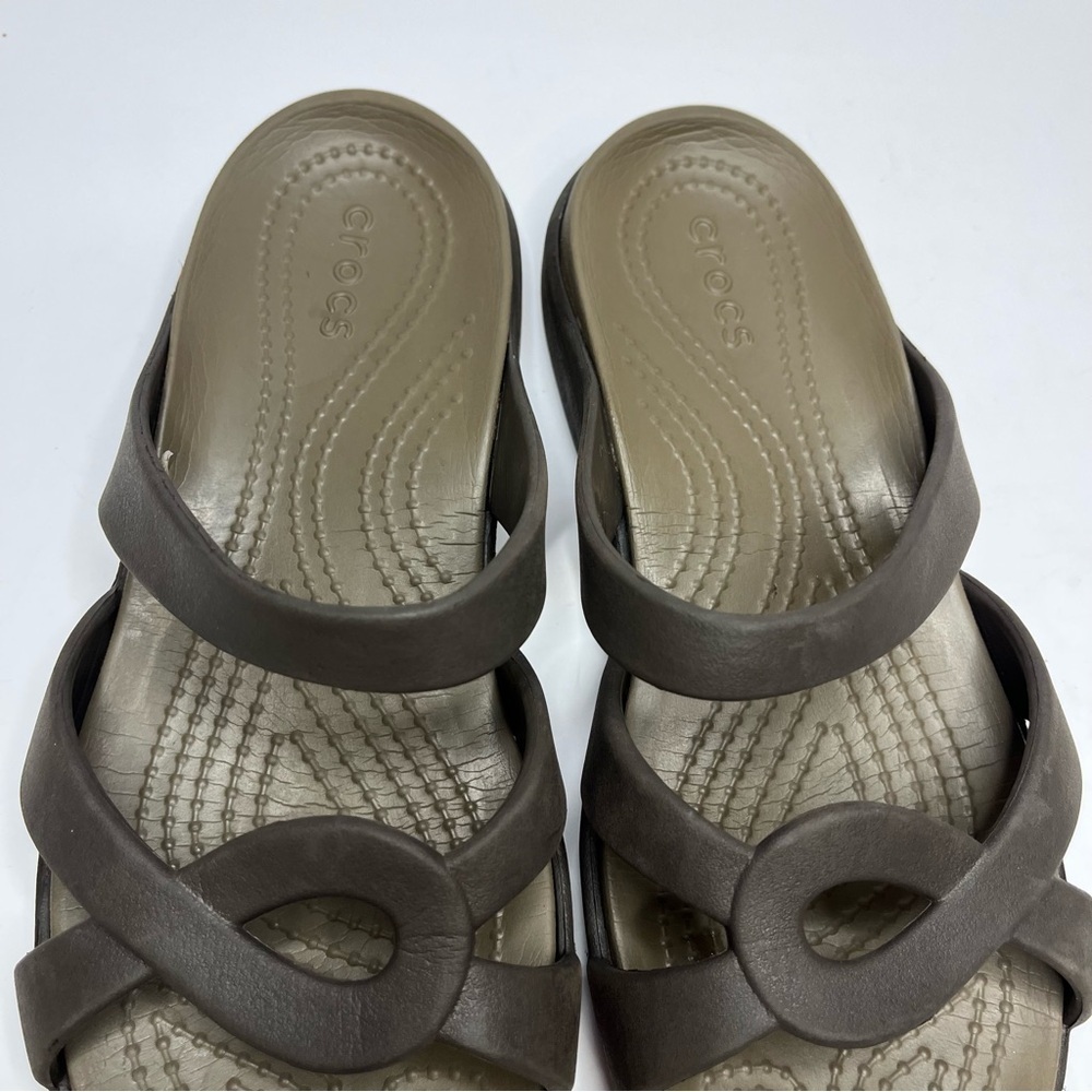 CROCS Meleen Twist Brown Strappy Comfort Slide Sandals Women's Size 8 - Picture 3 of 15
